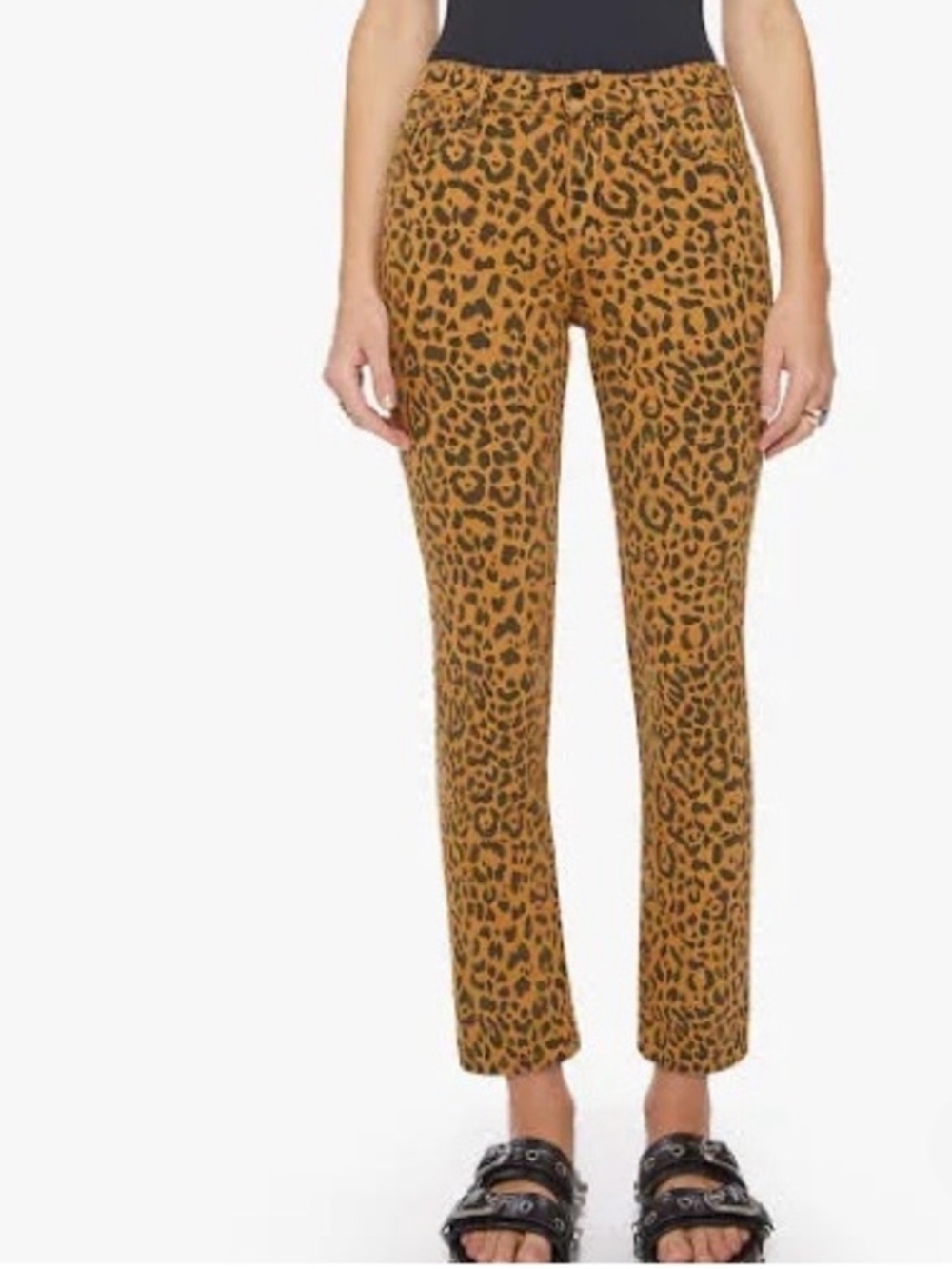 MOTHER Jeans The Mid Rise Rider Ankle Hit The Spot Size 26 Animal Print